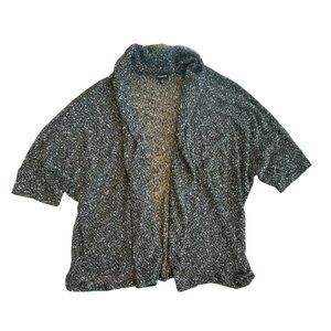 Torrid Womens Black Marled Knit Open Front Cardigan 2X Lightweight Short Sleeve